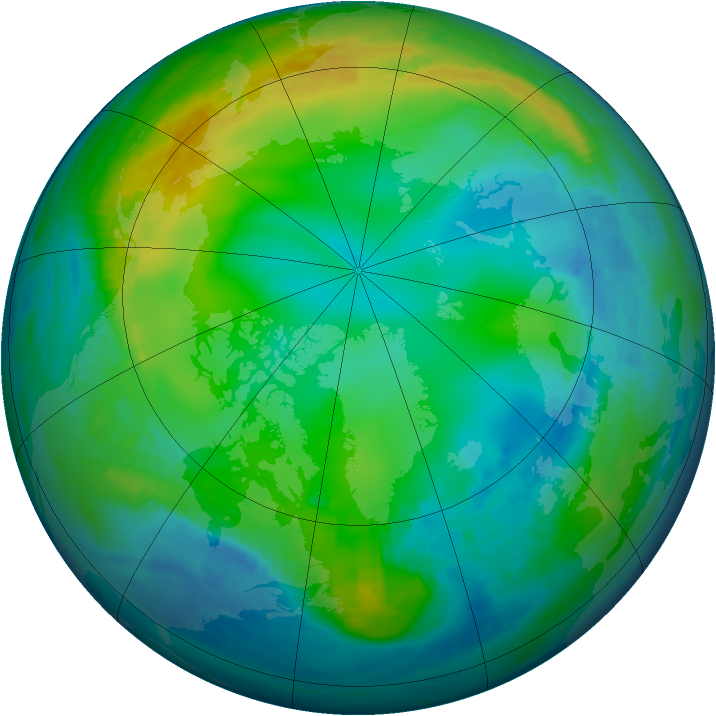 Arctic ozone map for 27 November 1990